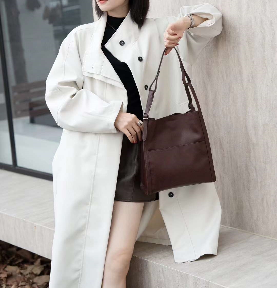 革の質感が素敵！※茶|黒※2色※3WAY※天然牛革ハンドバッグ※ 牛革斜ショルダーバッグ