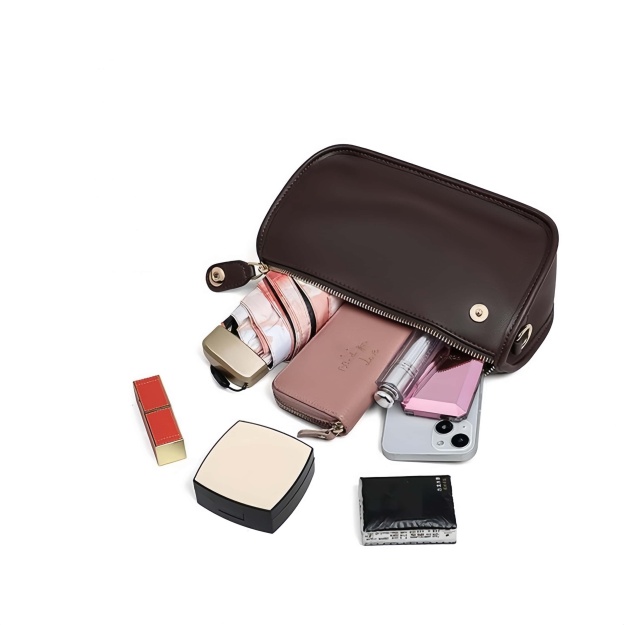 新作！•茶•3WAY•天然牛革ショルダーバッグ•ショルダーストラップが2本付属