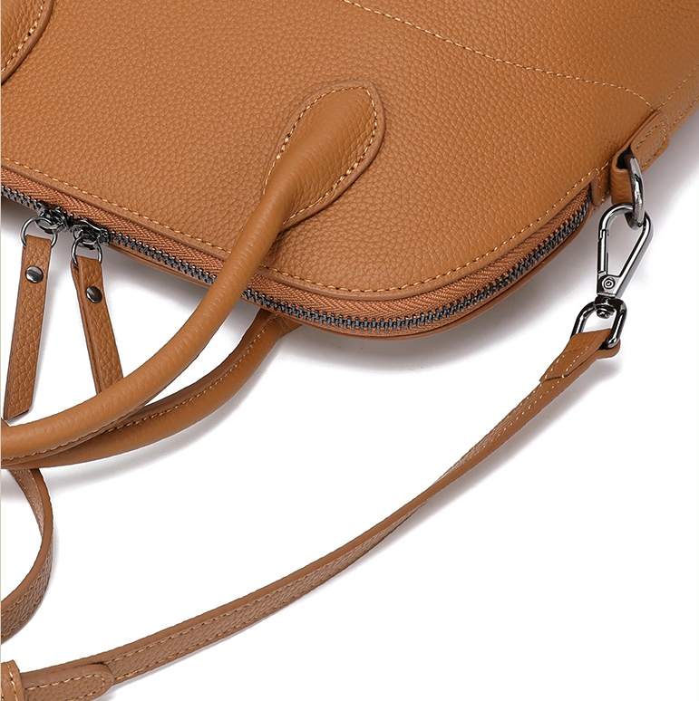 繊細なデザイン ！•カラメル/グレー/黒/3色•天然牛革ハンドバッグ•牛革ショルダーバッグ