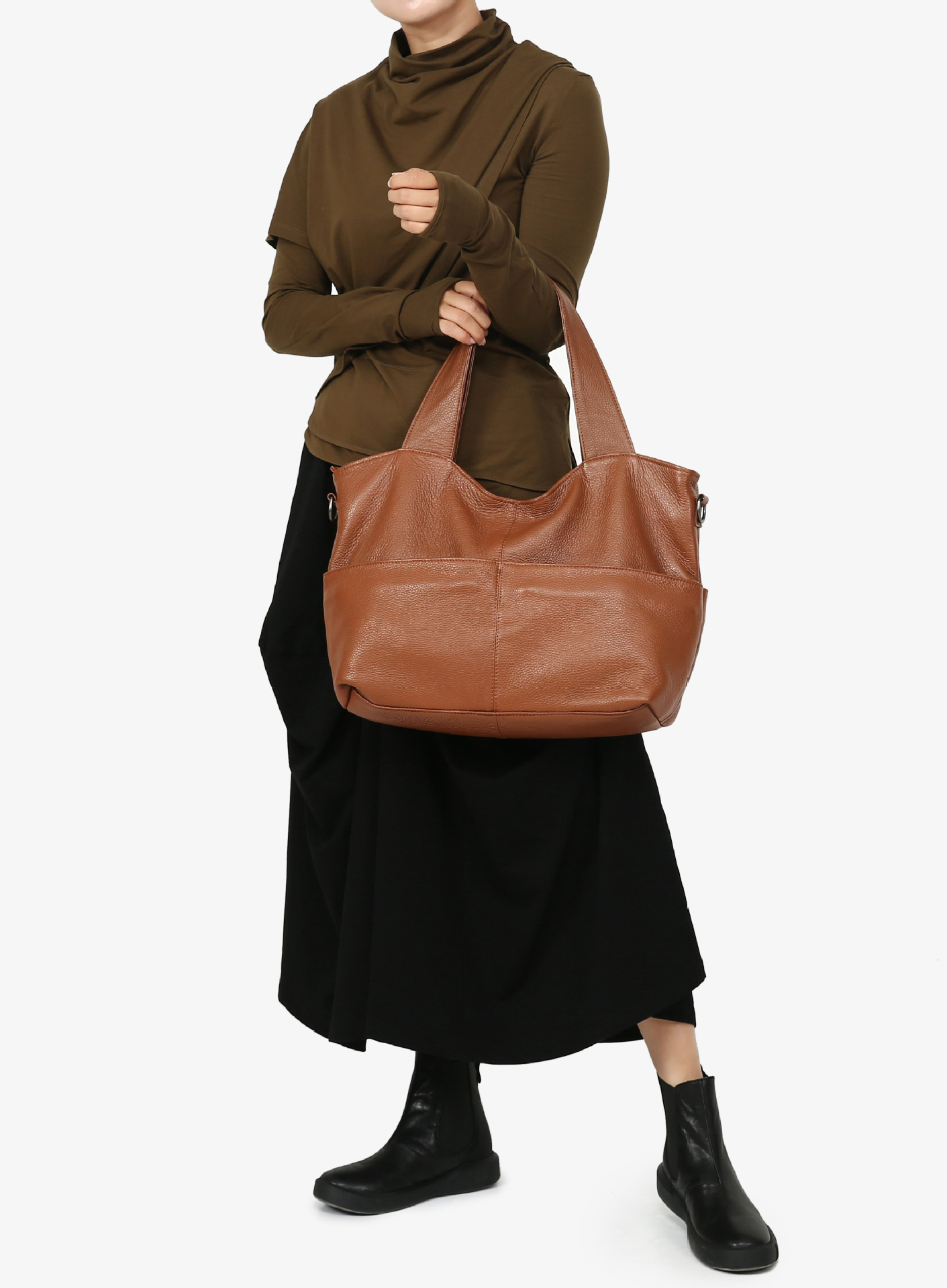 新作！•【粋】シリーズ•カラメル|黒|2色•3WAY•天然牛革トートバッグ •ユニセックス•大容量