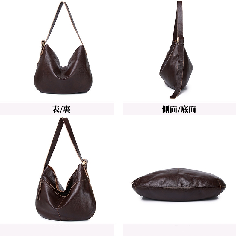 厚手で心地よい手触り•茶|黒|カラメル•天然牛革ショルダーバッグ•牛革肩がけかばんバッグ