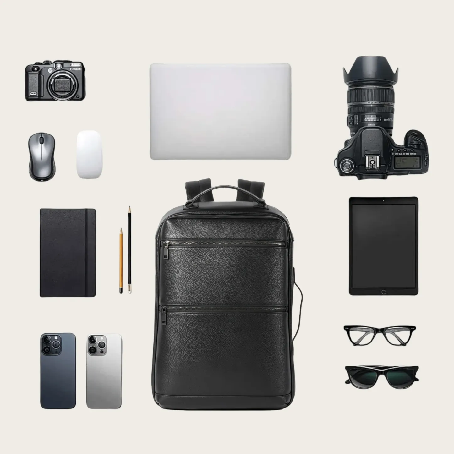 「横持ち・縦持ち・肩掛け」3WAY|牛革のビジネスリュック|大容量|ビジネス通勤に最適