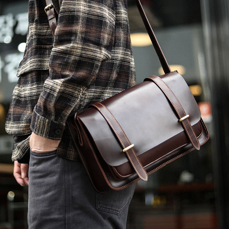 オイルワックス牛革のレトロショルダーバッグ-XK308900HD