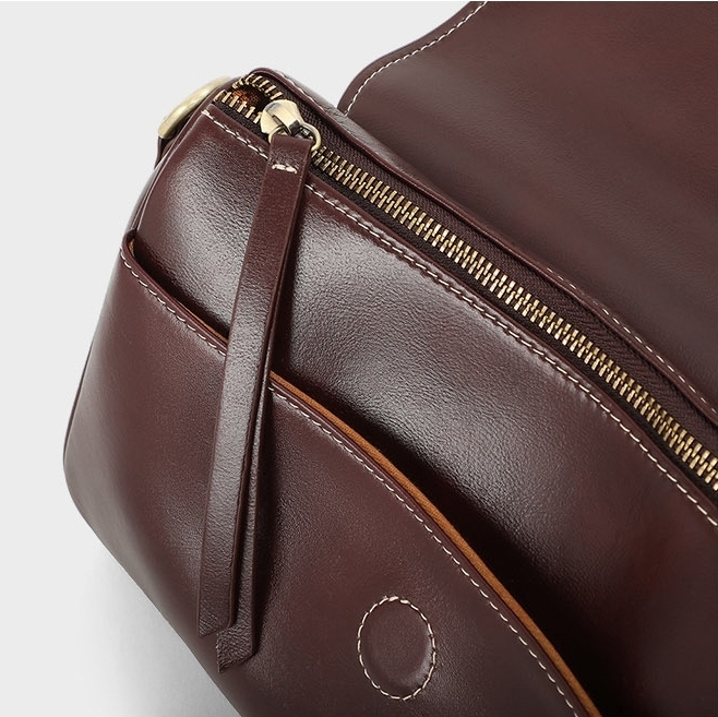 3色|牛革斜め掛けバッグ|レザーショルダーバッグ|レザーサコッシュ