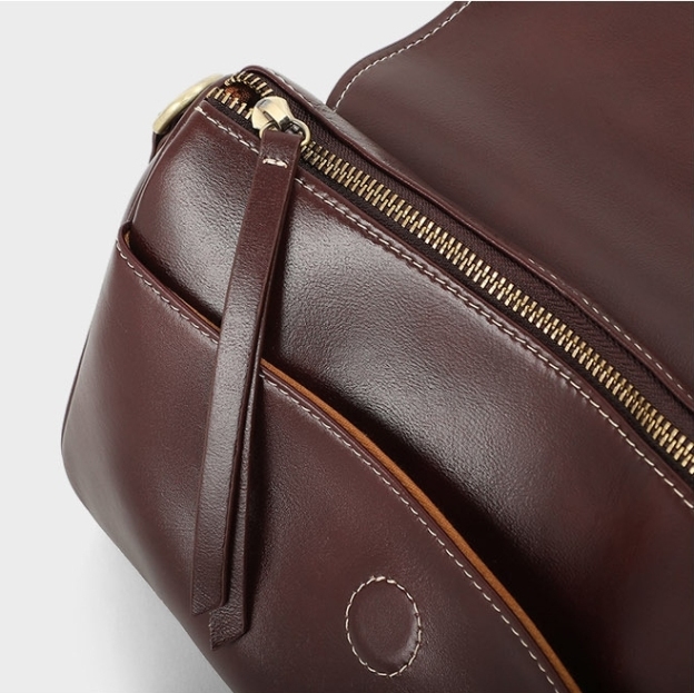 3色|牛革斜め掛けバッグ|レザーショルダーバッグ|レザーサコッシュ