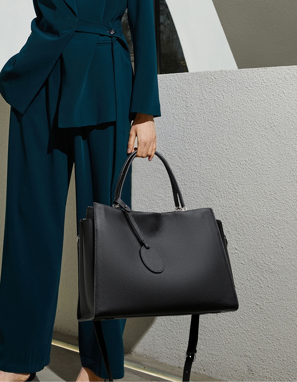 シボ革2WAYトート|A4書類対応