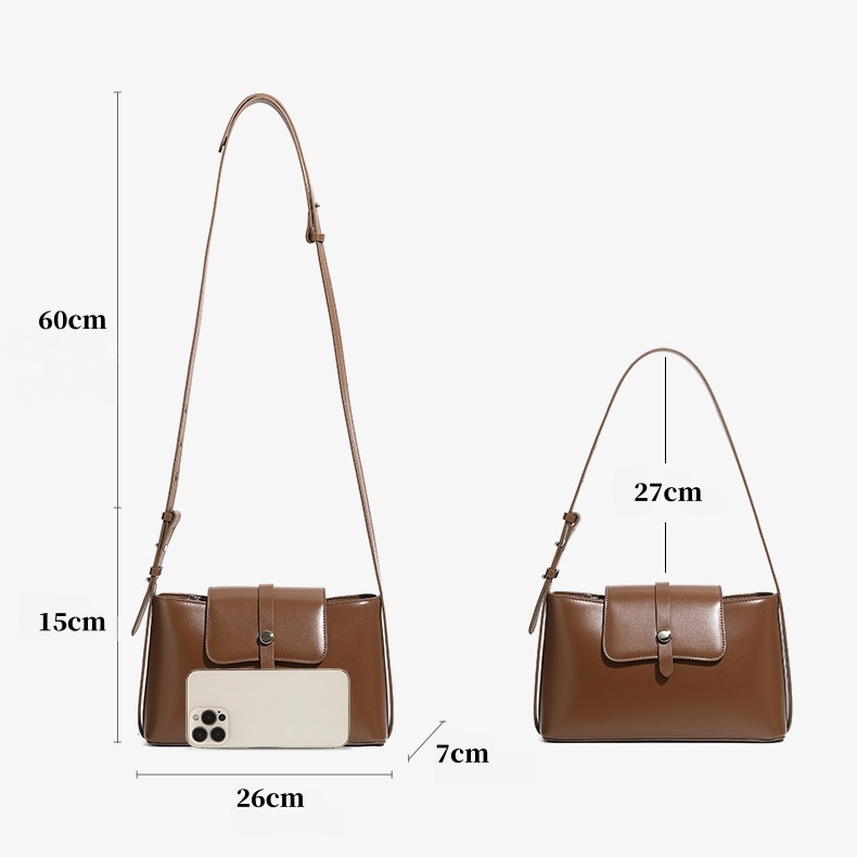 光沢感の肩掛けバッグ|牛革ショルダーバッグ