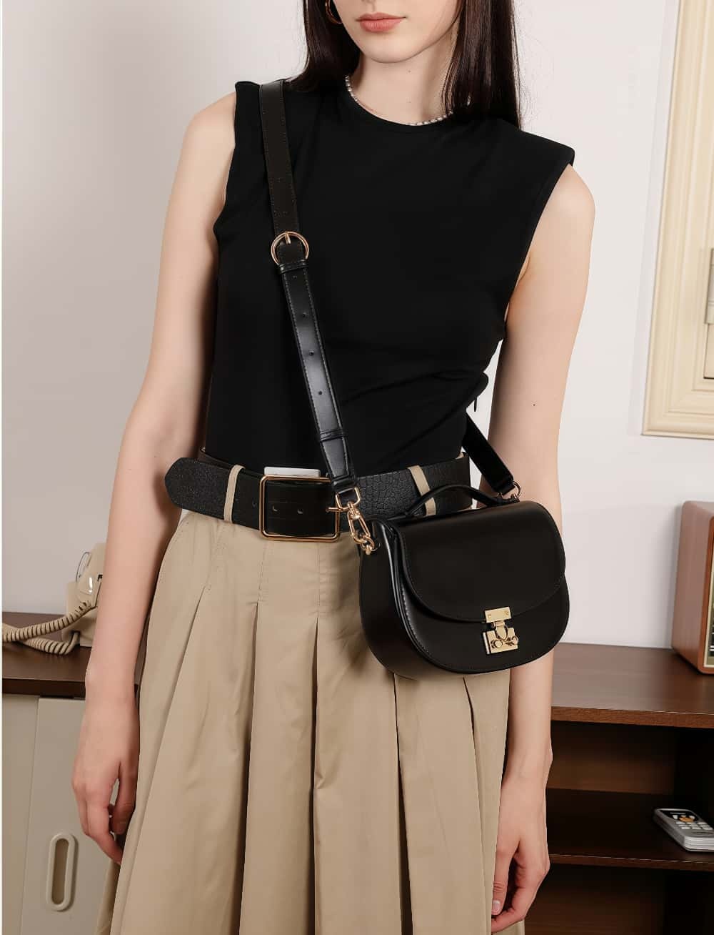 上質レザーサドルバッグ|2WAYフラップショルダー