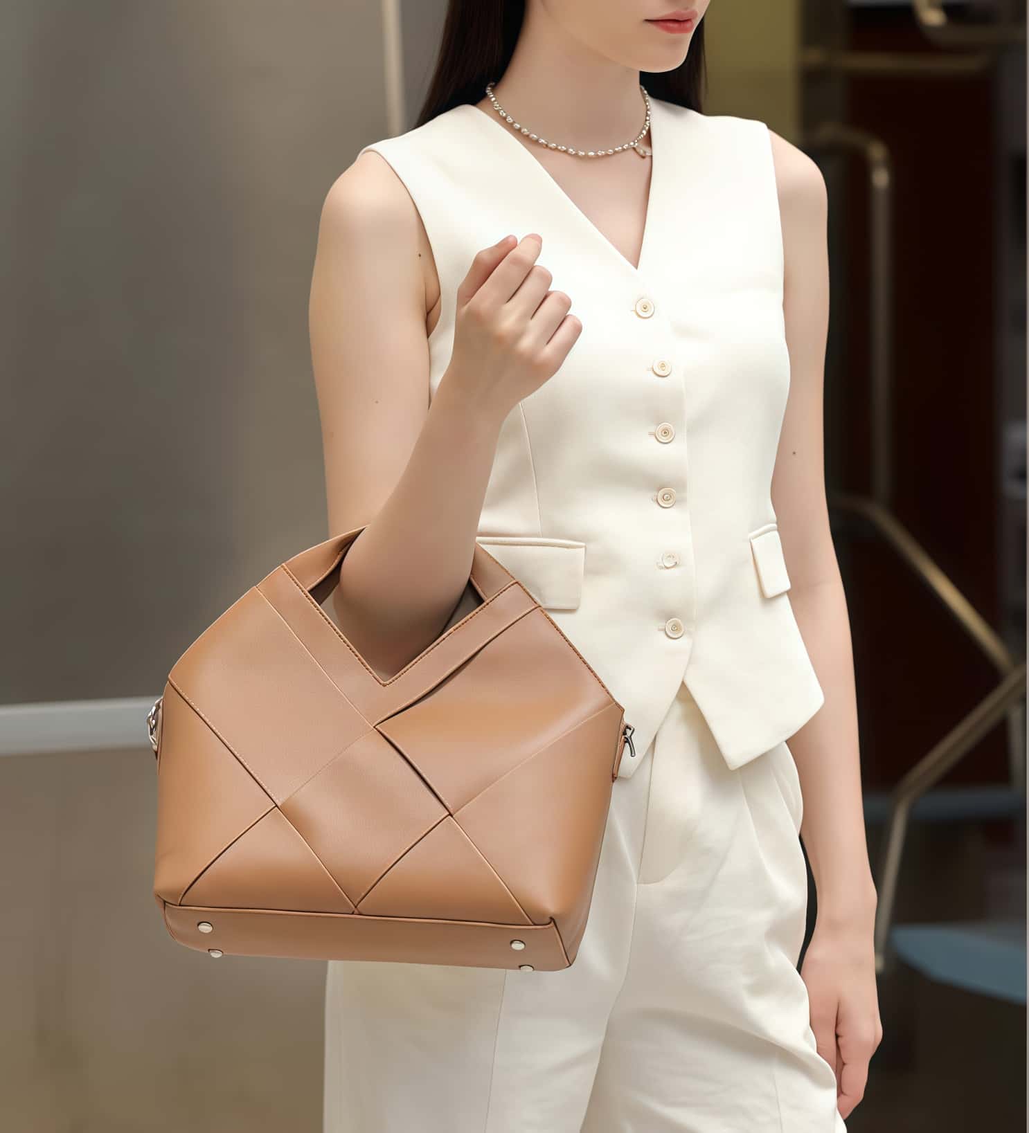 本革手編み斜め掛けショルダーバッグ