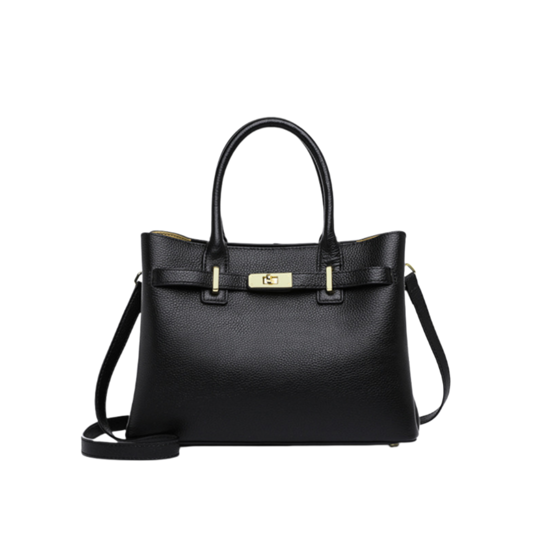 上品で洗練された牛革通勤ハンドバッグ