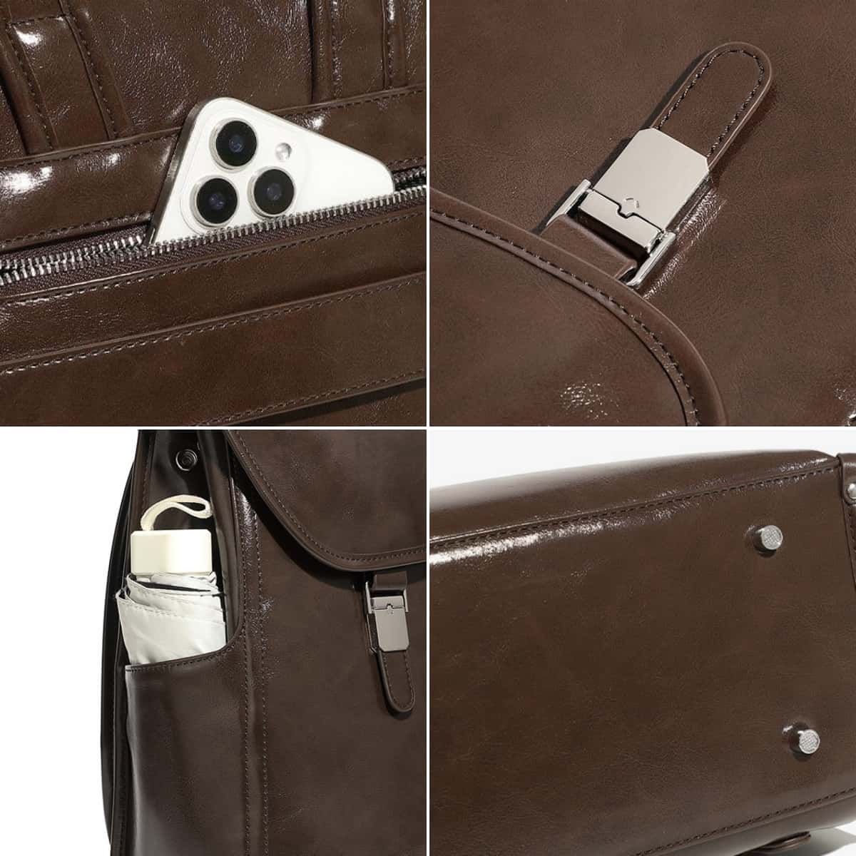 英国調の雰囲気の本革リュック|レトロモダンなスクエアリュック