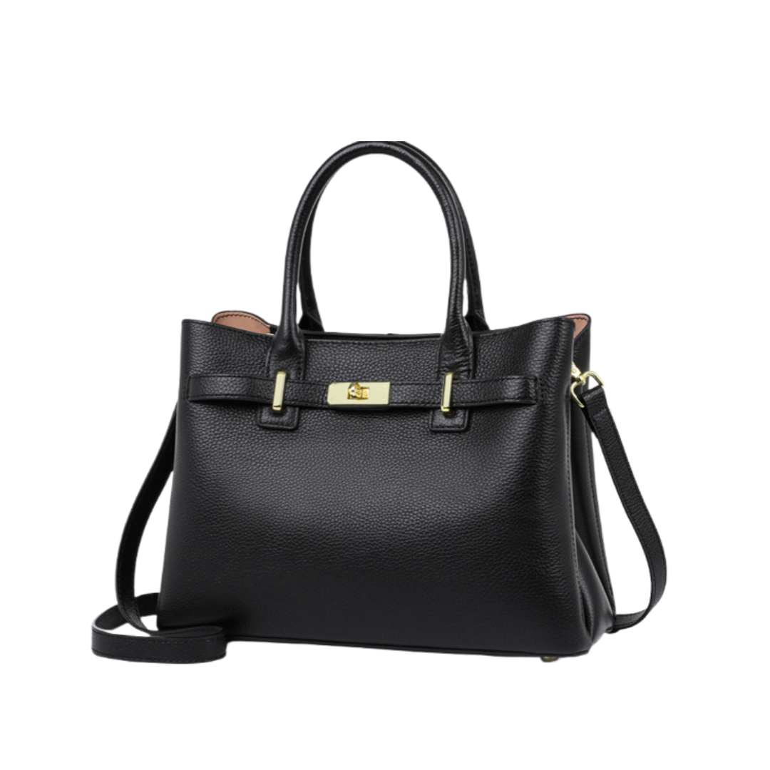 上品で洗練された牛革通勤ハンドバッグ