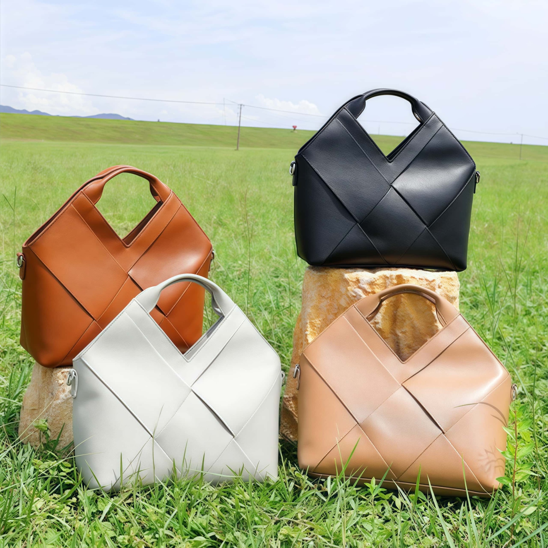 本革手編み斜め掛けショルダーバッグ