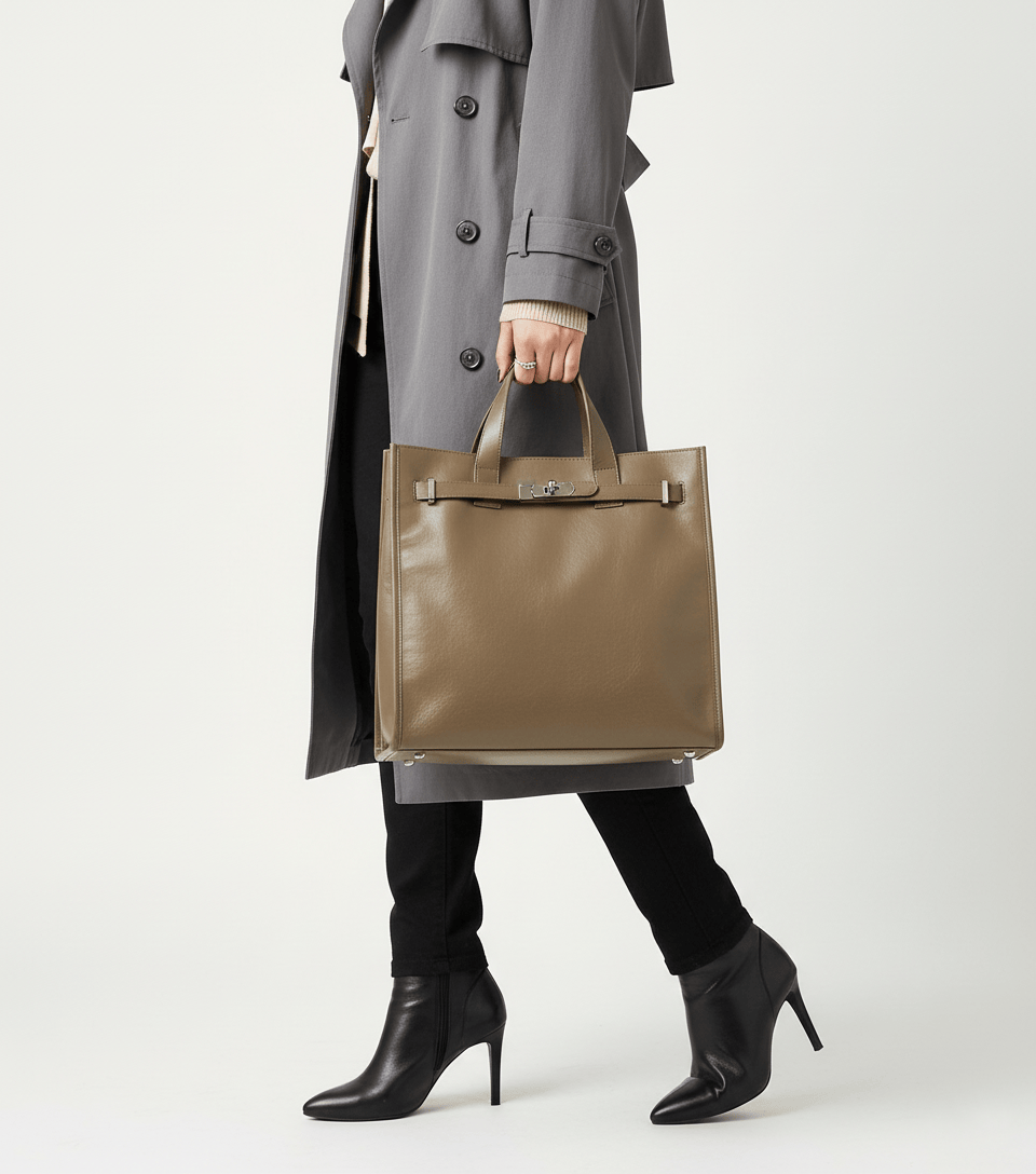 レザー縦長トートバッグ