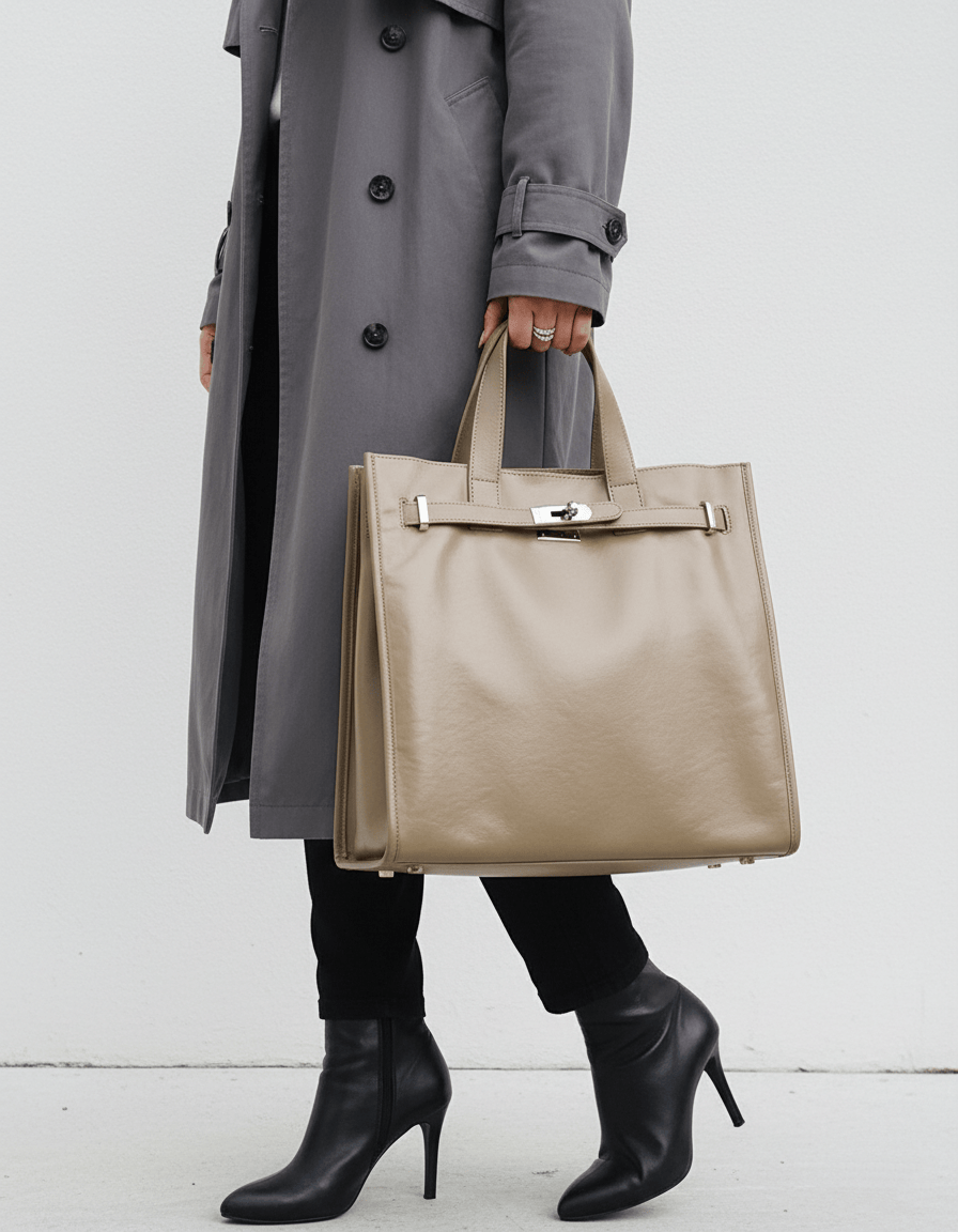 レザー縦長トートバッグ