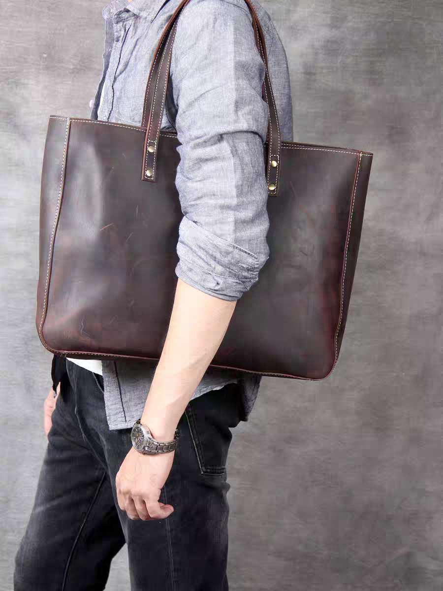 メンズ牛革トートバッグ