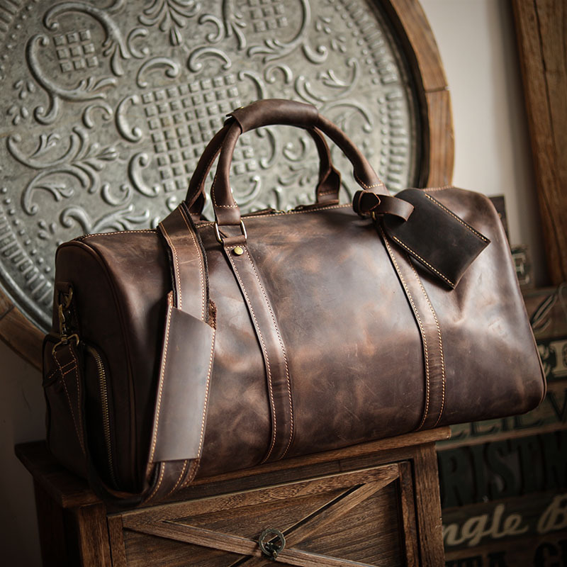 クラシックでレトロな天然牛革製のボストンバッグ／トラベルバッグ／スポーツバッグYD3096111HD