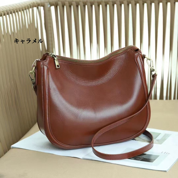 レトロ ! • 茶|黒•天然牛革ショルダーバッグ•2本の肩ベルトを付属