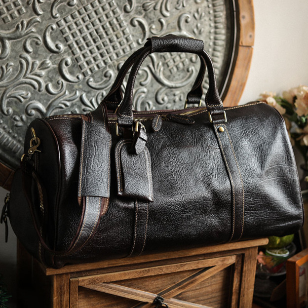 クラシックでレトロな天然牛革製のボストンバッグ／トラベルバッグ／スポーツバッグYD3096111HD