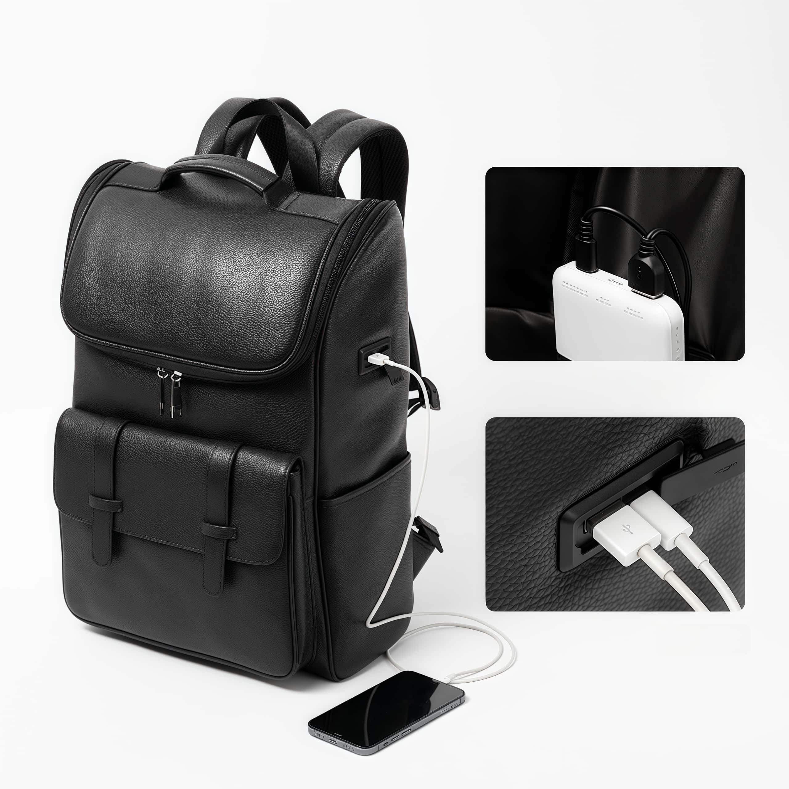 【ヴィンテージ風 】牛革バックパック 15.6 インチ PC 収納可｜大容量設計・通勤・旅行対応|