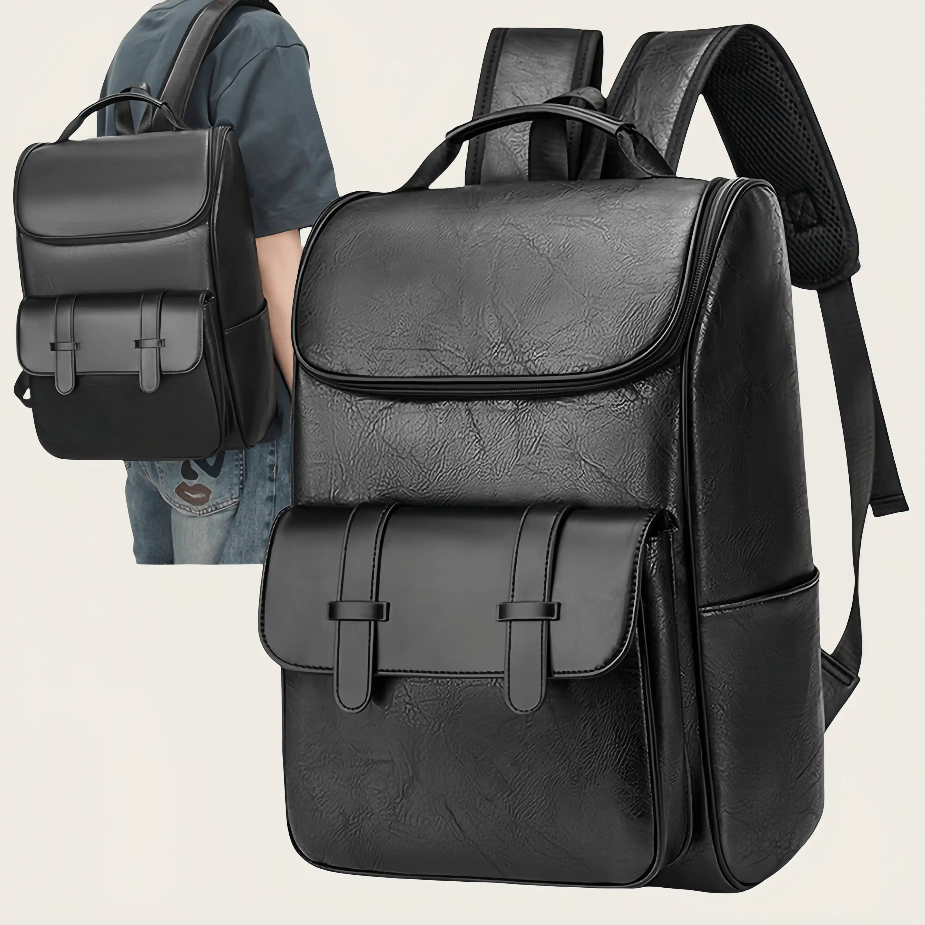 【ヴィンテージ風 】牛革バックパック 15.6 インチ PC 収納可｜大容量設計・通勤・旅行対応|