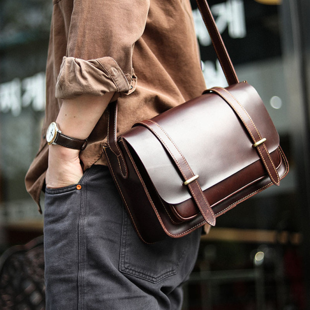 オイルワックス牛革のレトロショルダーバッグ-XK308900HD