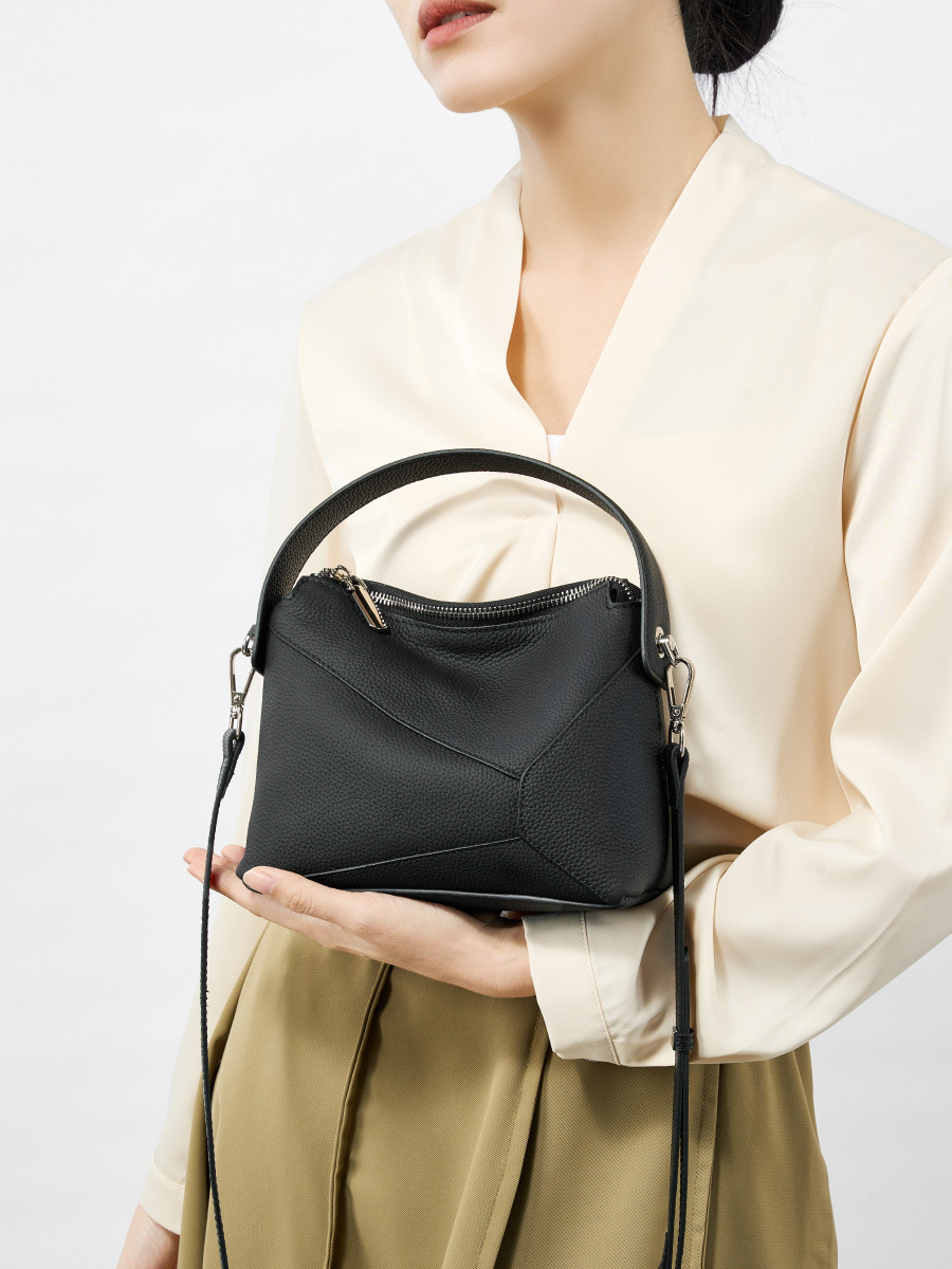 カーキ|黒|ベージュ|3WAY|レザーハンドバッグ|牛革ショルダーバッグ