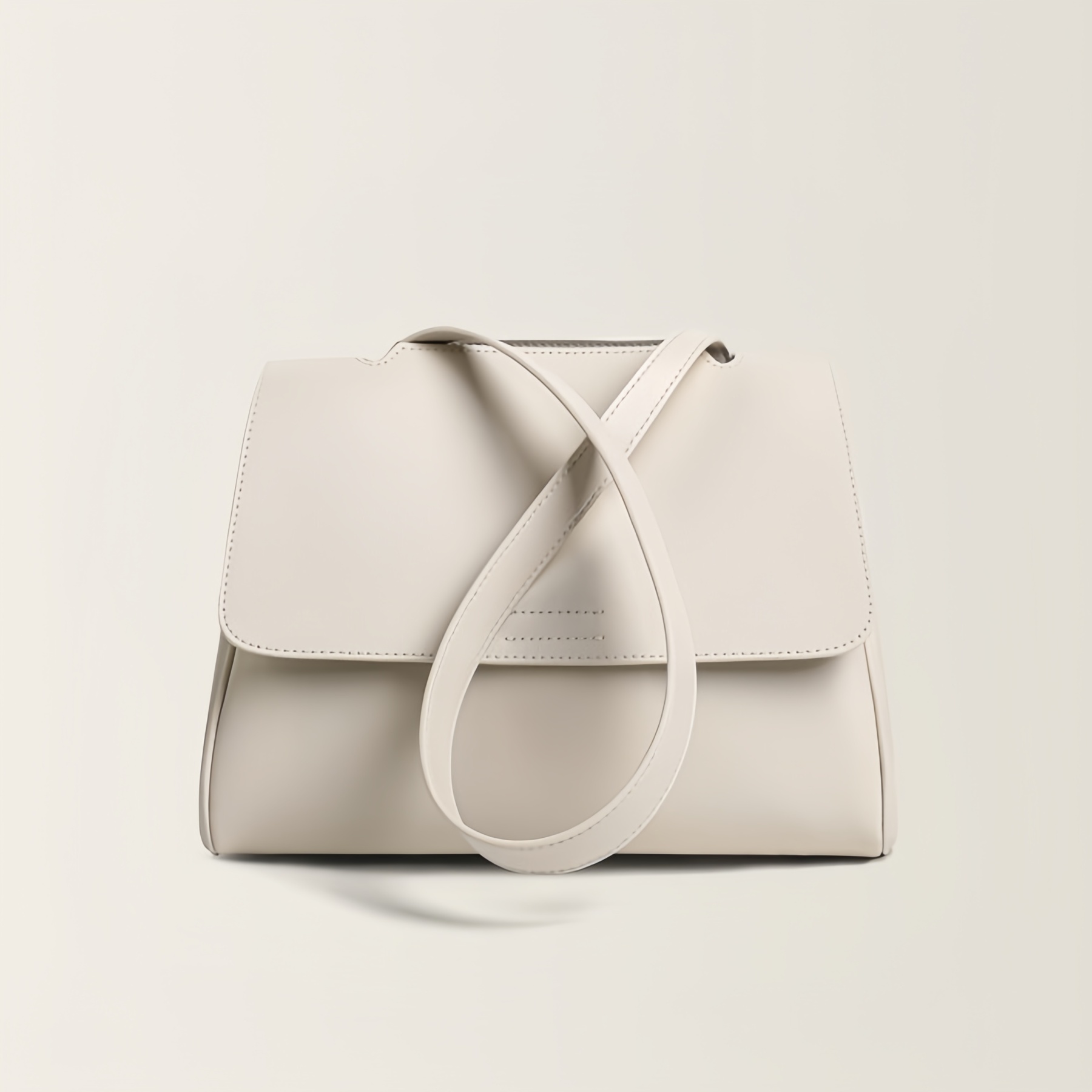 シンプルでレトロ ! •白|コーヒー|2色•3WAY•牛革ハンドバッグ•本革ショルダーバッグ