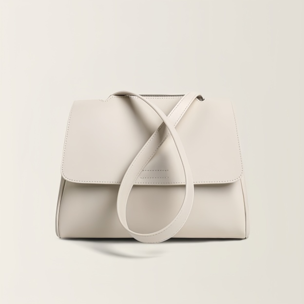 シンプルでレトロ ! •白|コーヒー|2色•3WAY•牛革ハンドバッグ•本革ショルダーバッグ