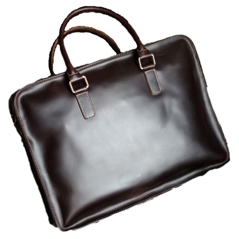 小众日式牛皮高级感公文包通勤男士手提包真皮公务文件包电脑男包