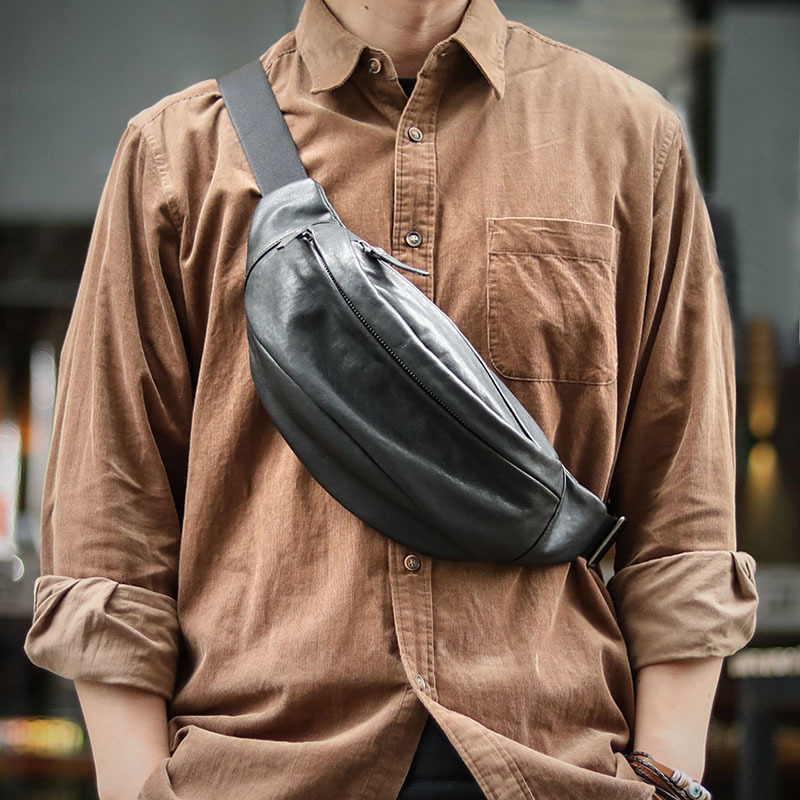 植物タンニン鞣しの牛革ボディバッグ・ウエストバッグバッグ