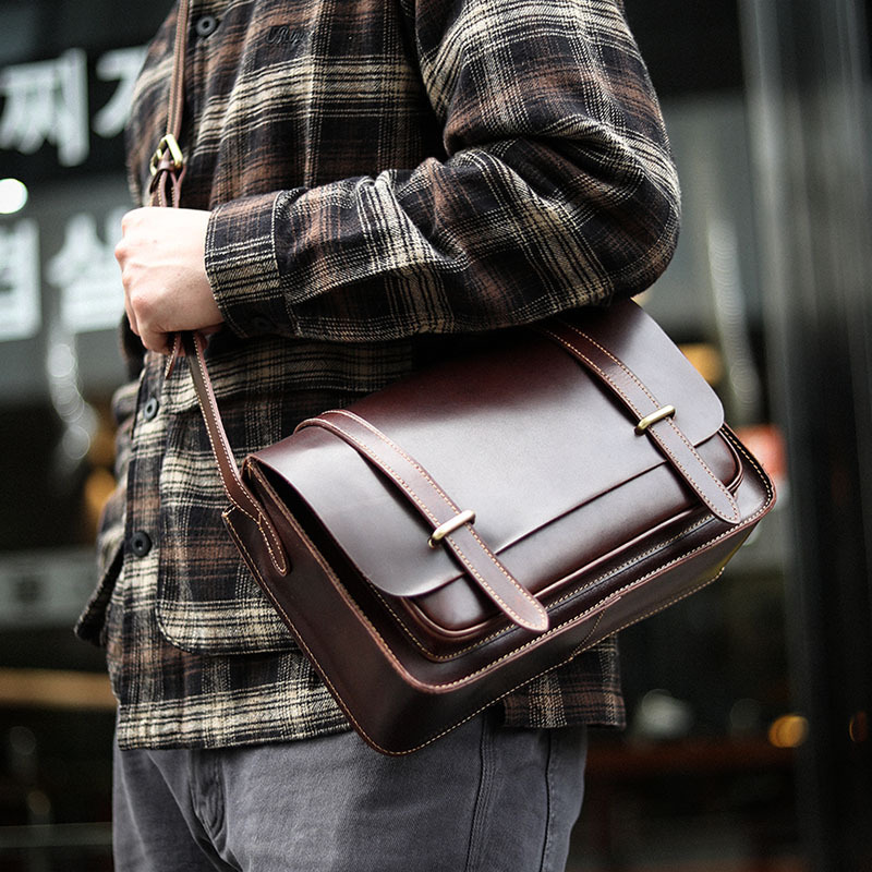 オイルワックス牛革のレトロショルダーバッグ-XK308900HD