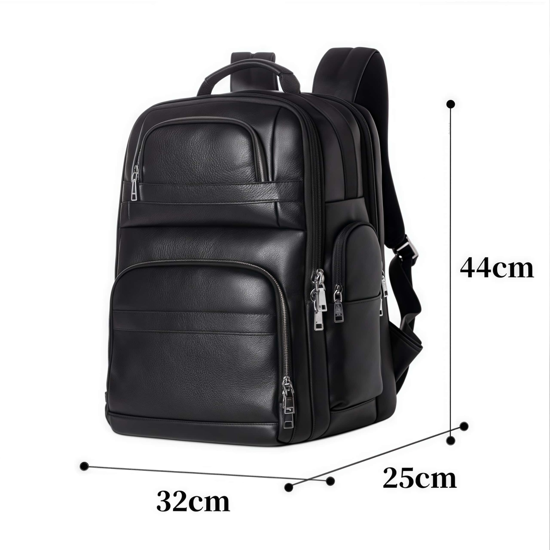 大容量牛革ダブルショルダーリュック｜大容量設計・通勤・旅行対応