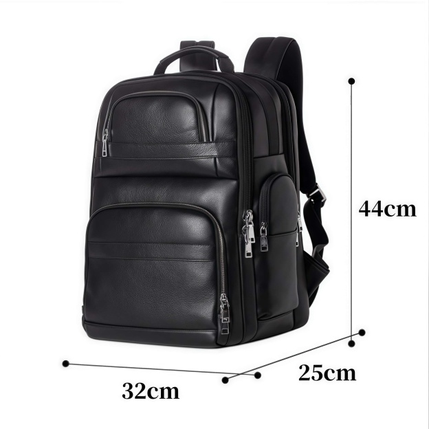 大容量牛革ダブルショルダーリュック｜大容量設計・通勤・旅行対応