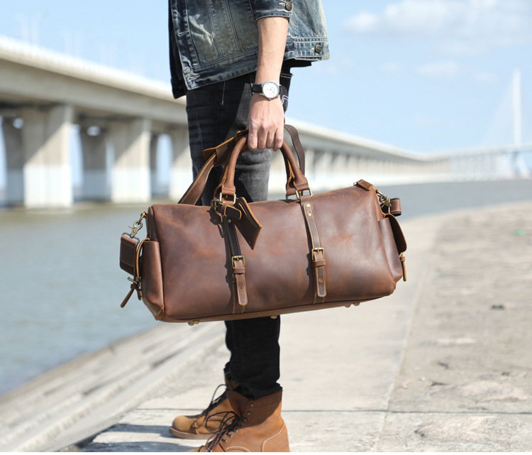 大容量レザ-ボストンバッグ