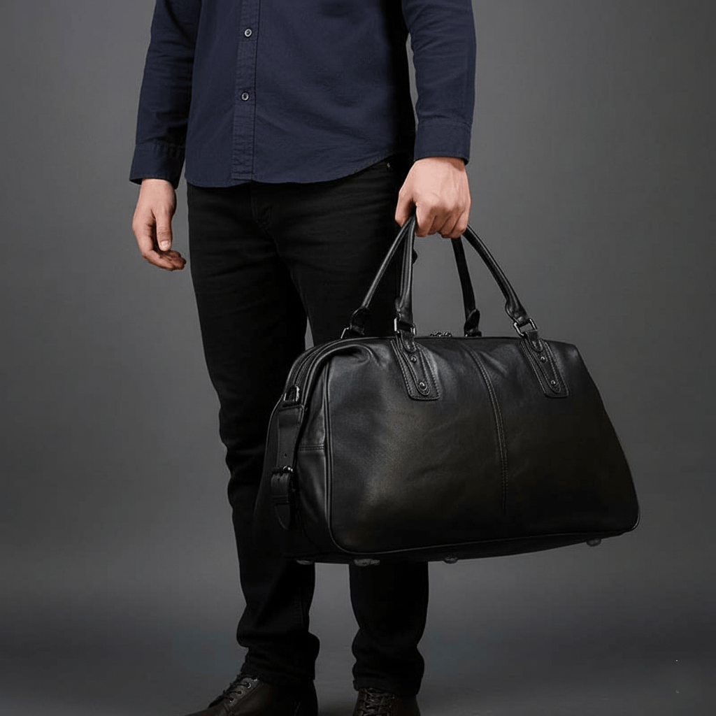 上品な牛革素材のジムバッグ