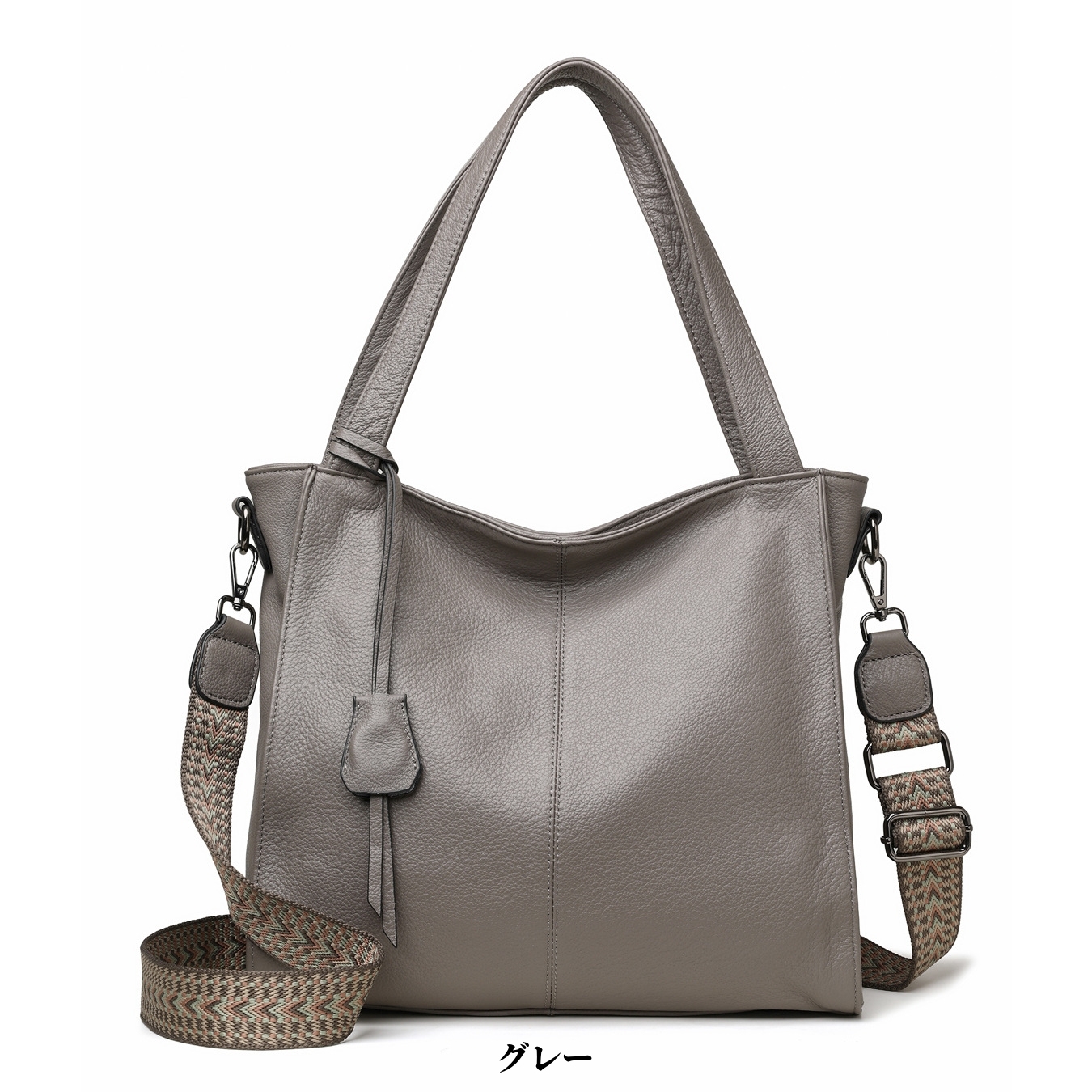 NEW ! •黒|濃い暗マゼンタ|グレー|3色•厚手な軟めな牛革ハンドバッグ•牛革トートバッグ•大容量•通勤や旅行に最適