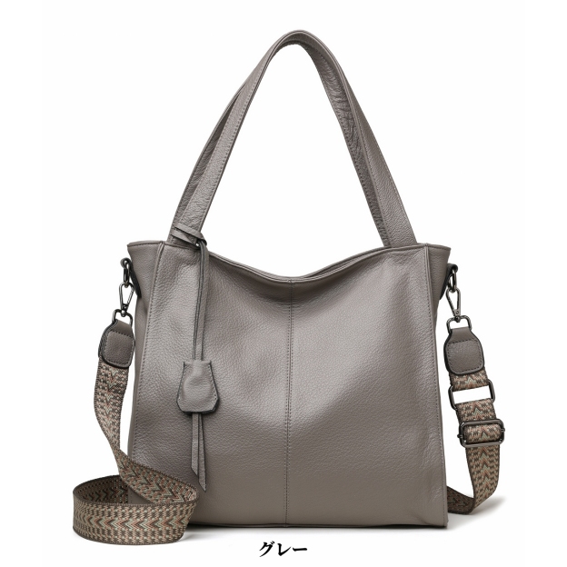 NEW ! •黒|濃い暗マゼンタ|グレー|3色•厚手な軟めな牛革ハンドバッグ•牛革トートバッグ•大容量•通勤や旅行に最適