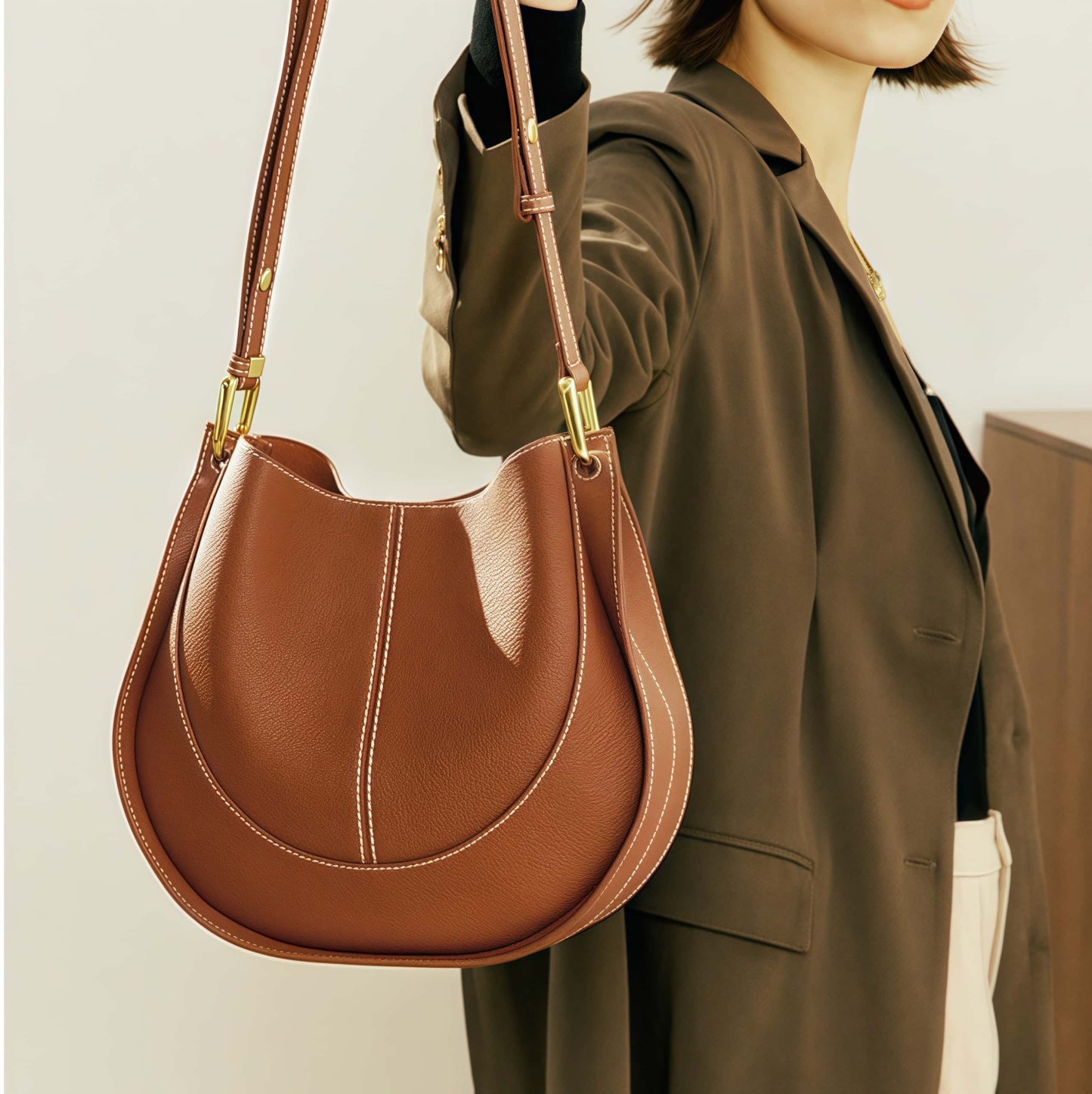 4色|上質な牛革ショルダーバッグ|トートバッグ|内ポケット+外ポケット