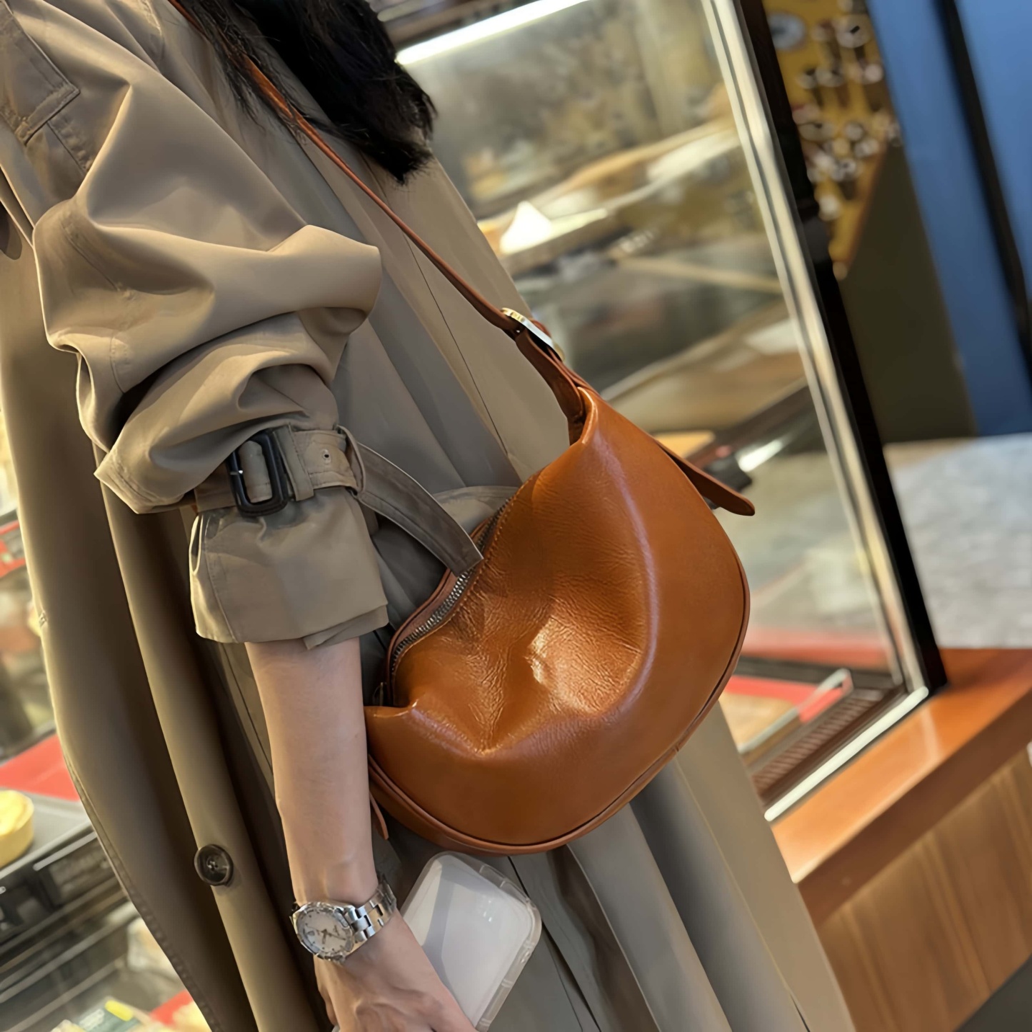 5色レザーバッグ|植物鞣し牛革ショルダーバッグ|サコッシュ|クロスボディバッグ