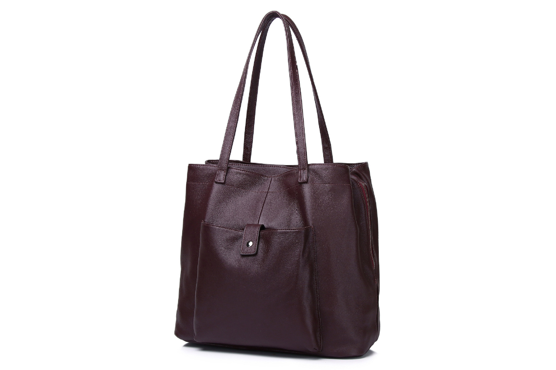 NEW ! •優雅な気質•茶|黒|グレー•高品質な厚手な天然軟めな牛革ハンドバッグ•牛革トートバッグ