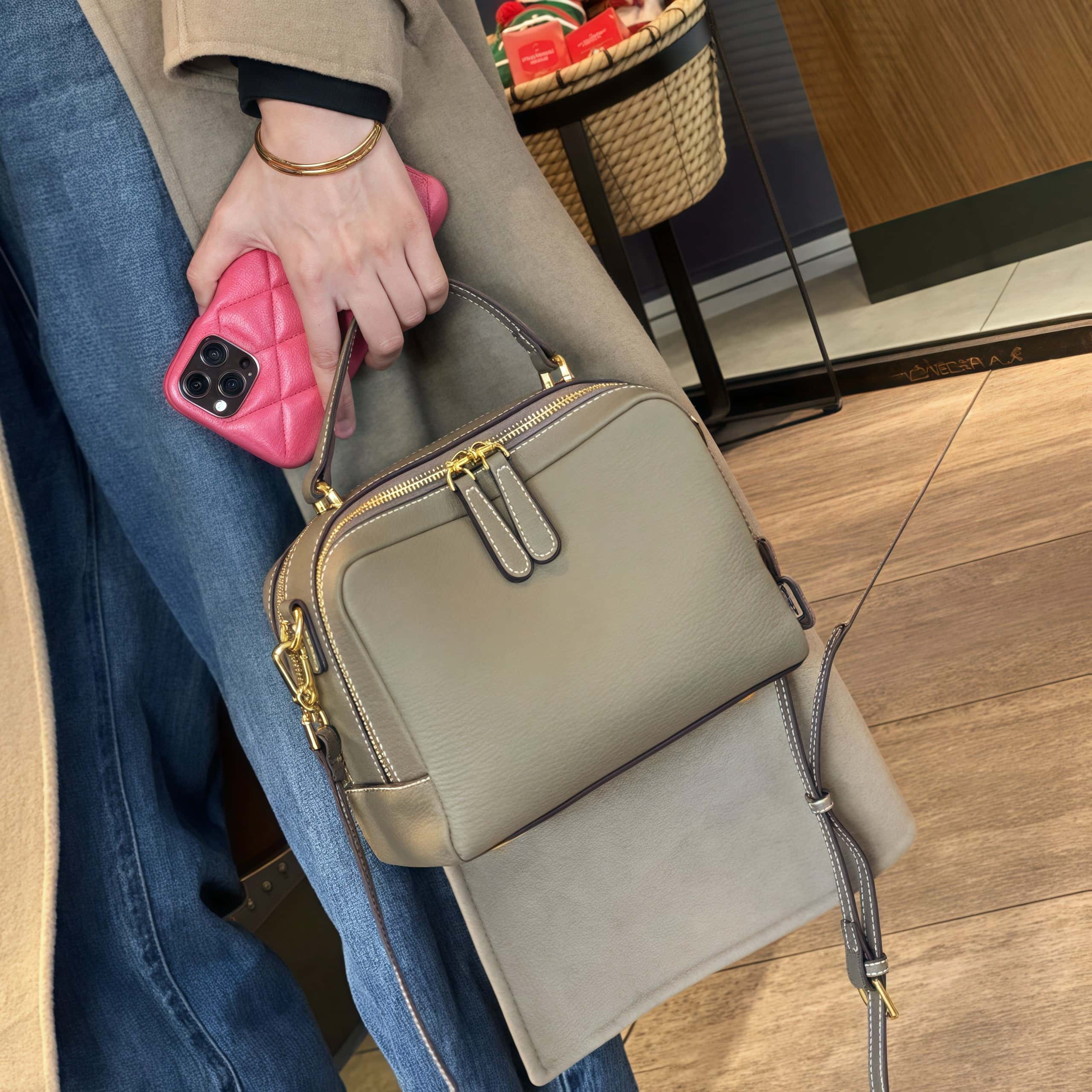 6色レザーバッグ|ボストンバッグ|手提げバッグ|斜め掛けバッグ