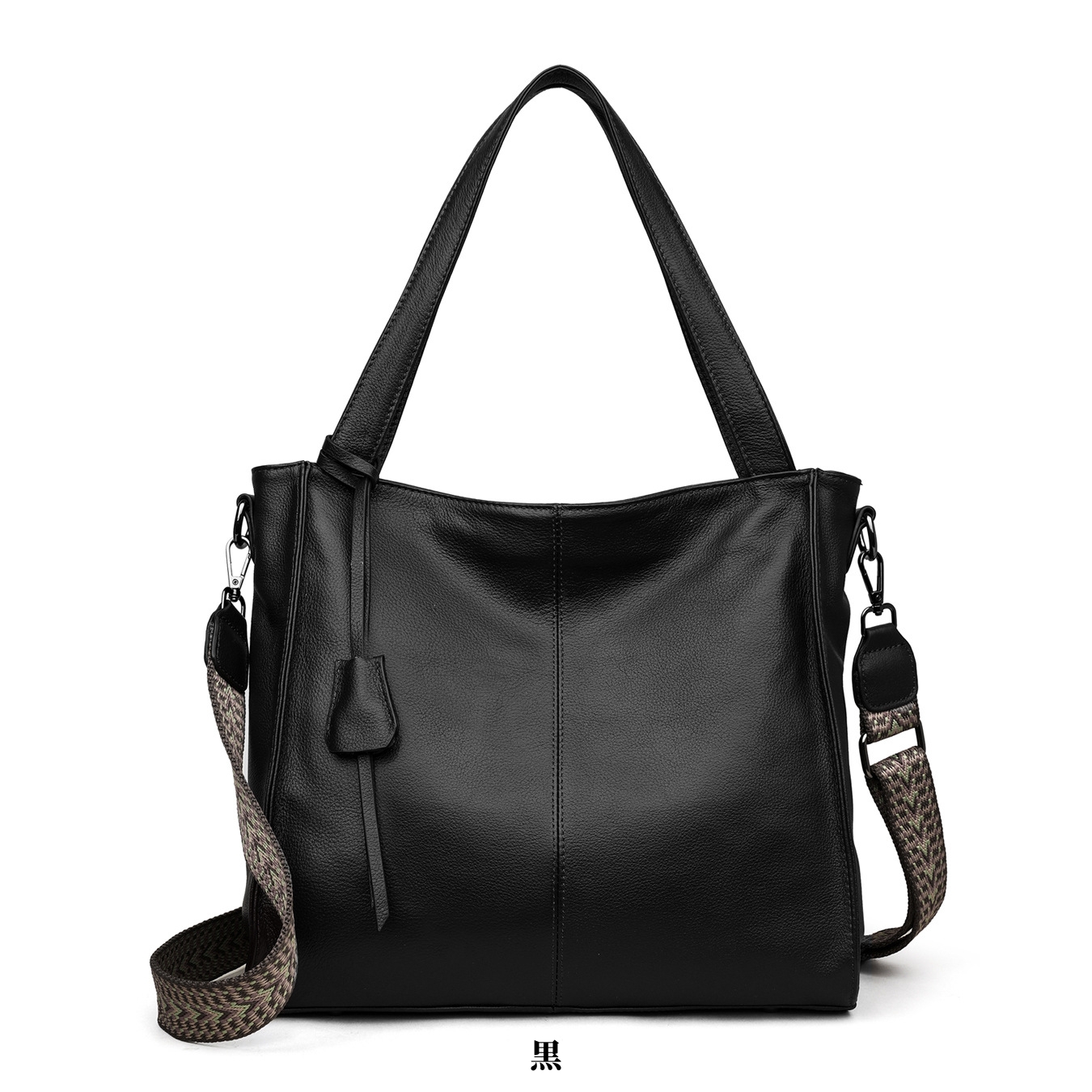 NEW ! •黒|濃い暗マゼンタ|グレー|3色•厚手な軟めな牛革ハンドバッグ•牛革トートバッグ•大容量•通勤や旅行に最適