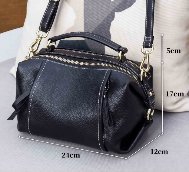 上質の魅力！•黒|カラメル|2色•高品質な厚手な天然軟めな牛革ハンドバッグ•牛革斜ショルダーバッグ