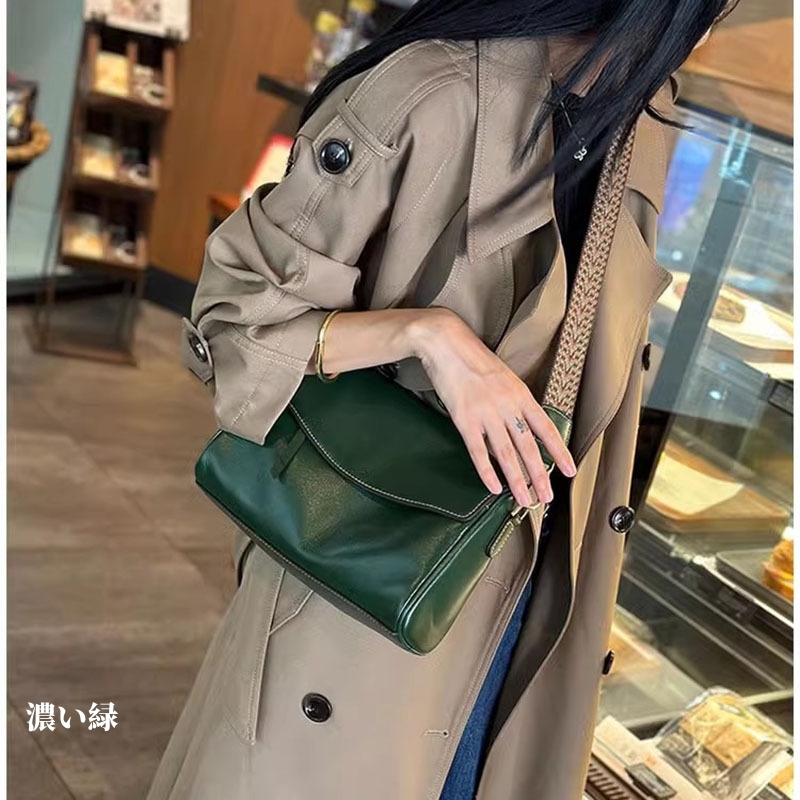 5色|上質な植物鞣な牛革斜ショルダーバッグ|2本の肩ベルトを付属