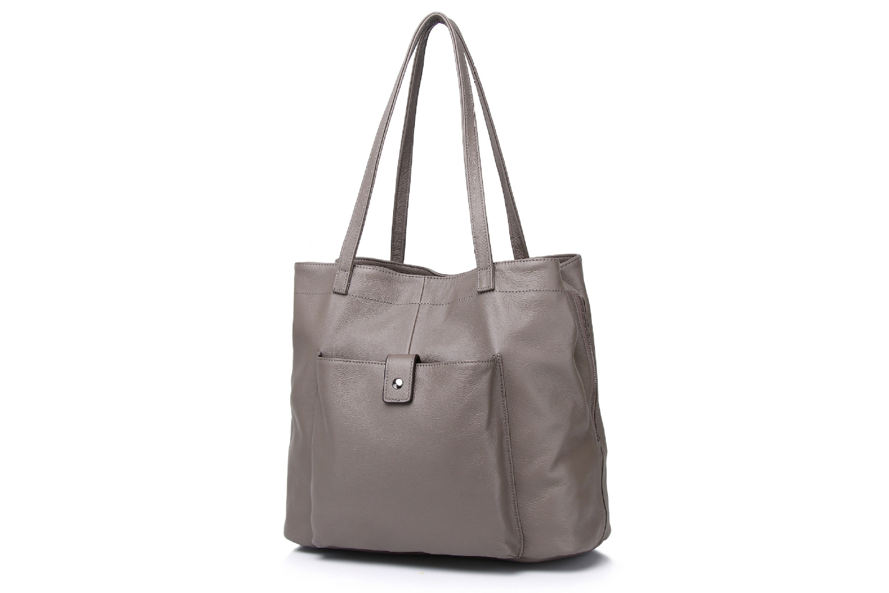 NEW ! •優雅な気質•茶|黒|グレー•高品質な厚手な天然軟めな牛革ハンドバッグ•牛革トートバッグ