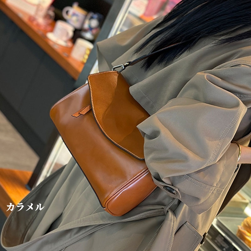 5色|上質な植物鞣な牛革斜ショルダーバッグ|2本の肩ベルトを付属