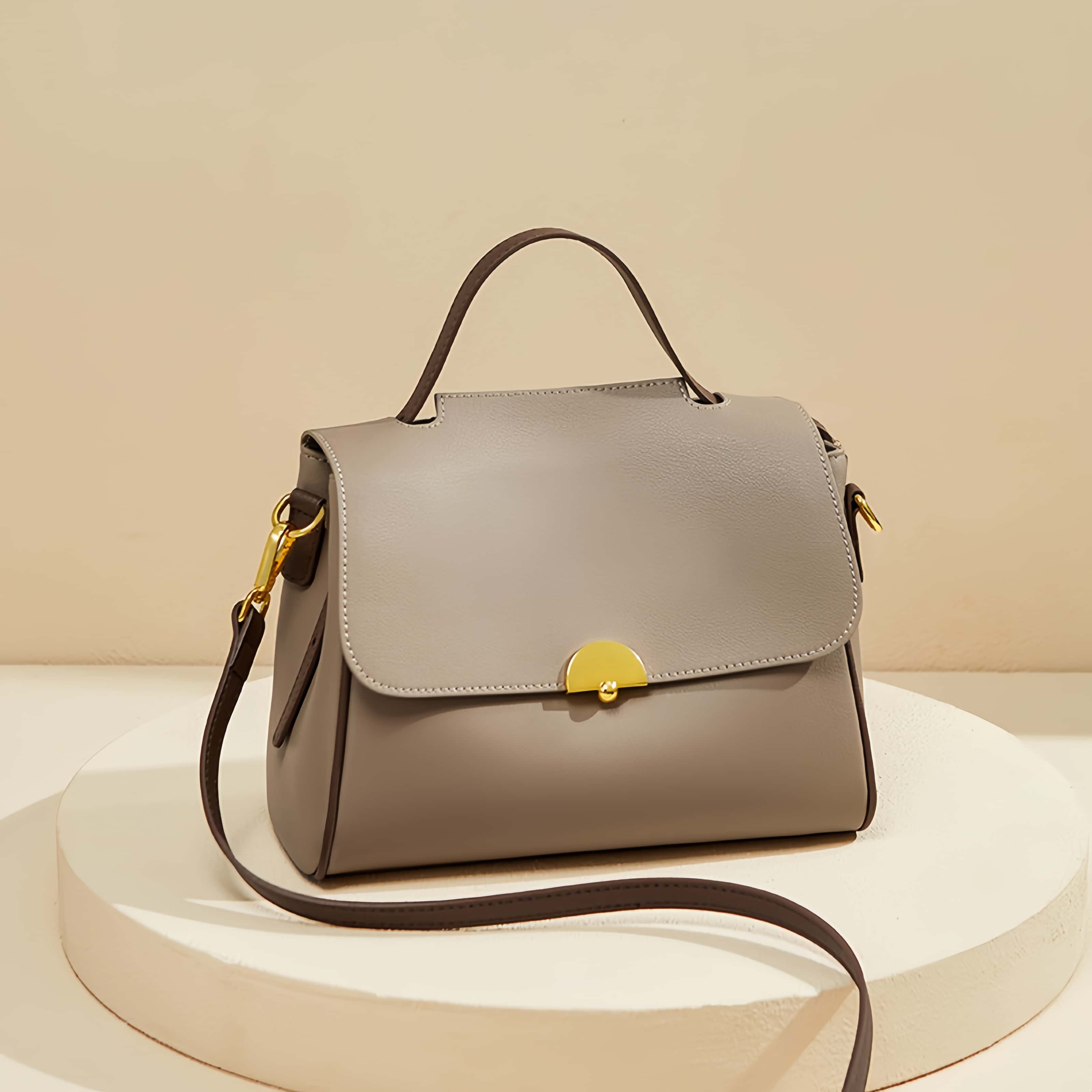 おしゃれで素敵 ！|3WAY|カーキ|乳白|茶|3色|天然牛革ハンドバッグ|牛革斜ショルダーバッグ