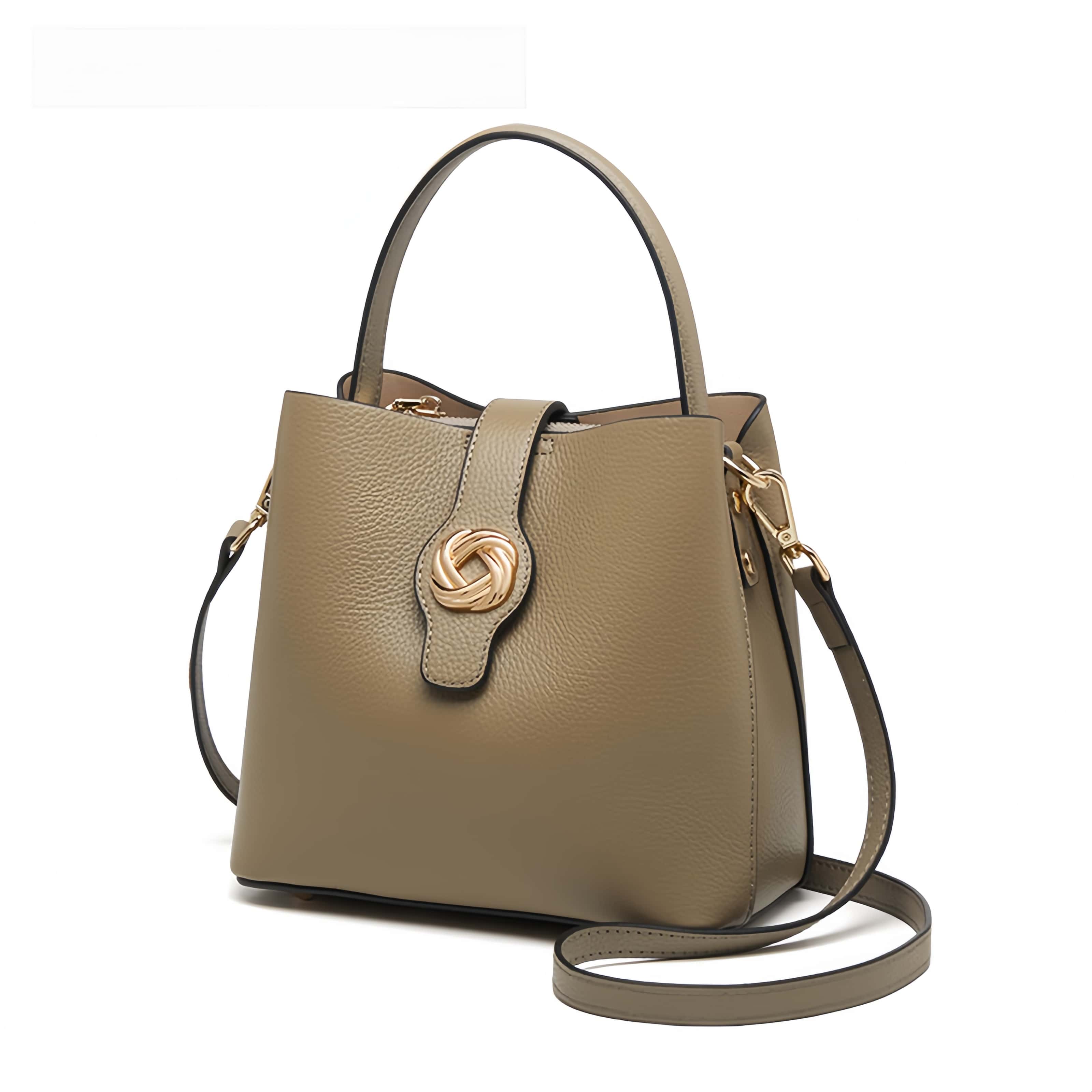 高級感 ！•黒|カーキ|ベージュ|•3色•天然牛革ハンドバッグ•牛革ショルダーバッグ