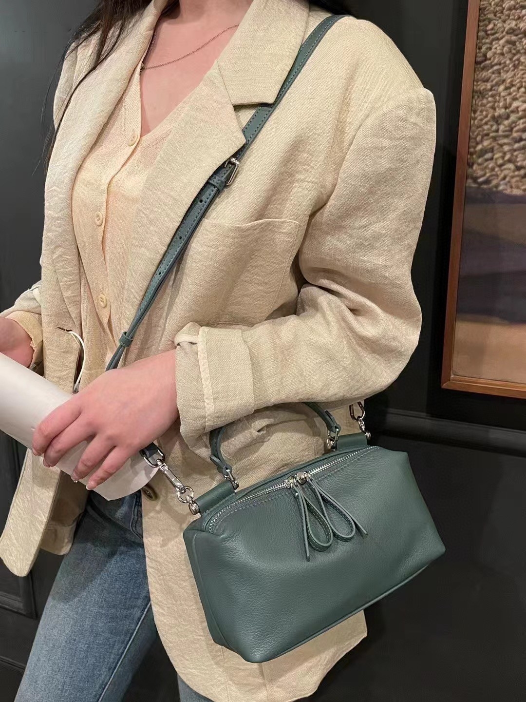 優雅な雰囲気 ! •3WAY•7色•天然牛革ハンドバッグ•牛革ショルダーバッグ